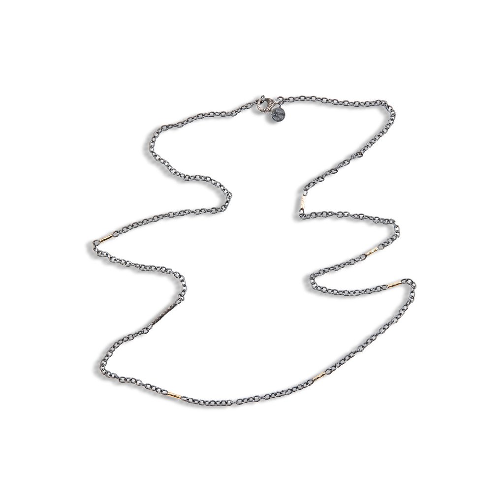 By Birdie Jacqueline necklace in silver and gold with diamonds