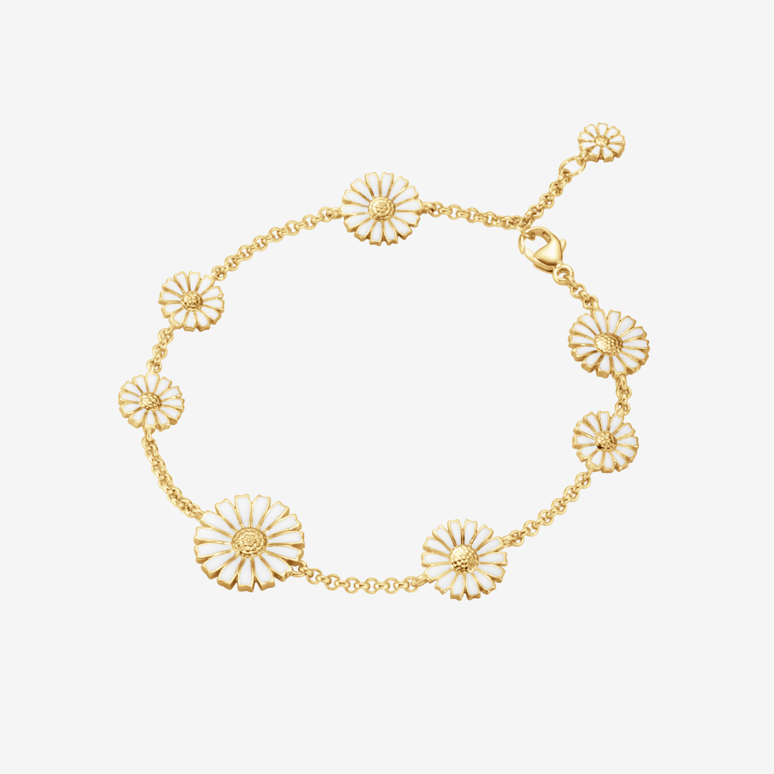 Georg Jensen  Daisy bracelet - white enamel, 18 gold plated silver