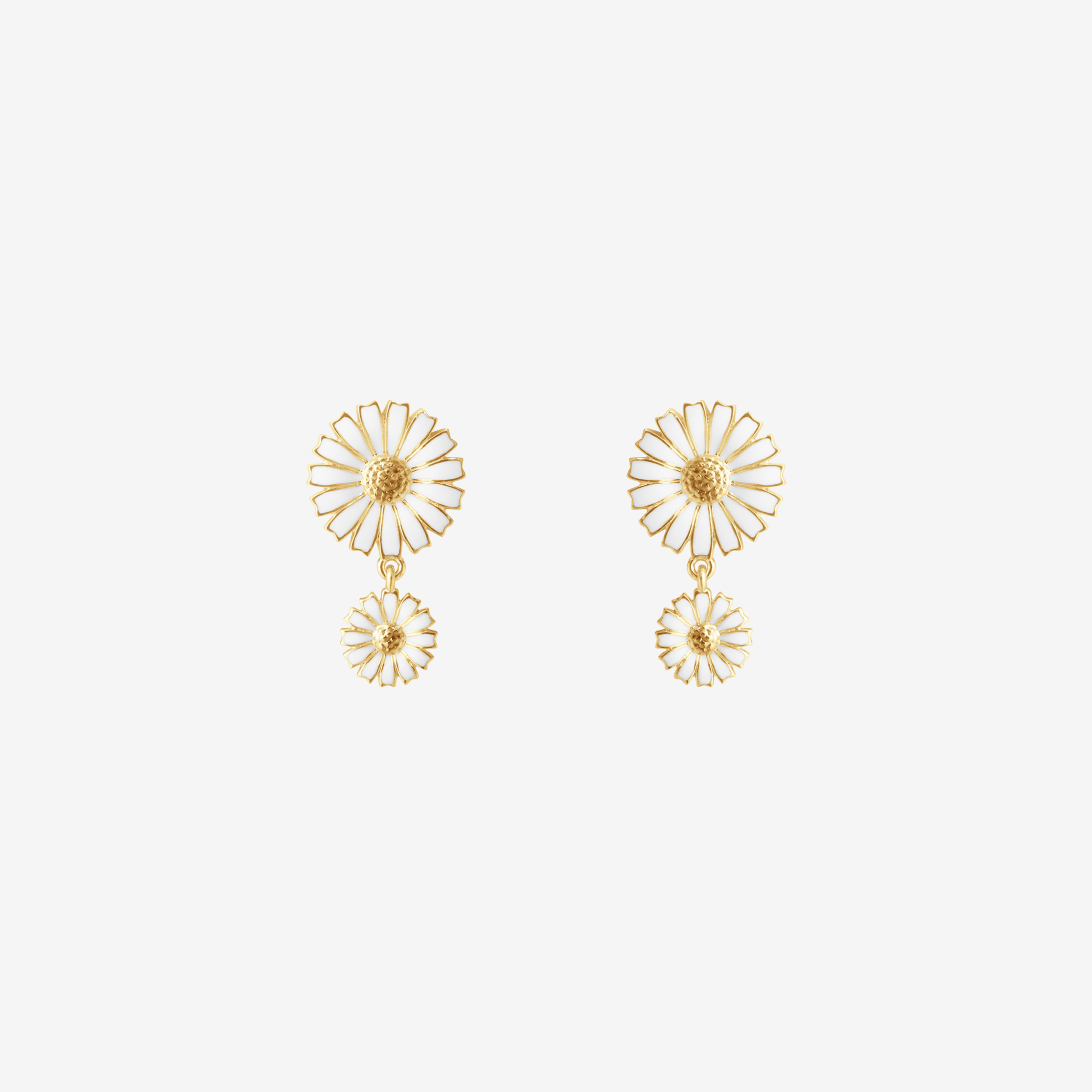 Georg Jensen  Daisy Double earrings - white enamel, 18k gold plated silver
